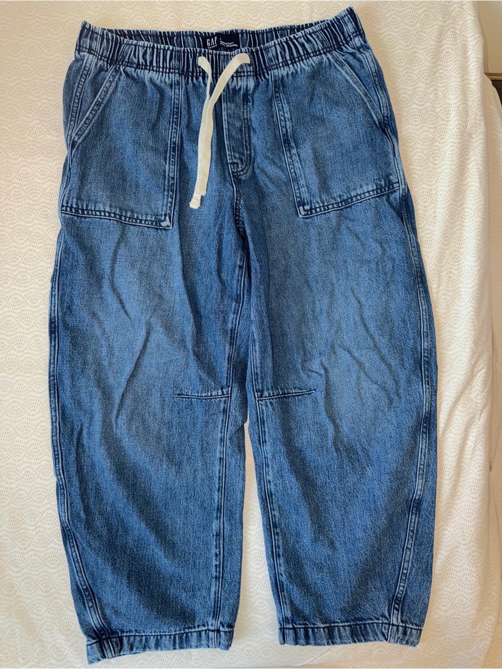 GAP Blue Elastic-Waist Barrel Denim Jeans